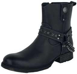 Black Biker Boots with Straps and Chains, Rock Rebel by EMP, Bikerlaars