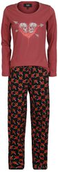 Pyjama with skull & heart print, Black Premium by EMP, Pyjama