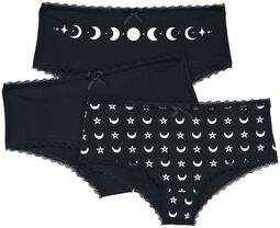 Black Panty Set in Uni-Colour and with Prints, Gothicana by EMP, Pantyset