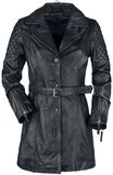 Leather Coat with Quilting, Black Premium by EMP, Lederen jas