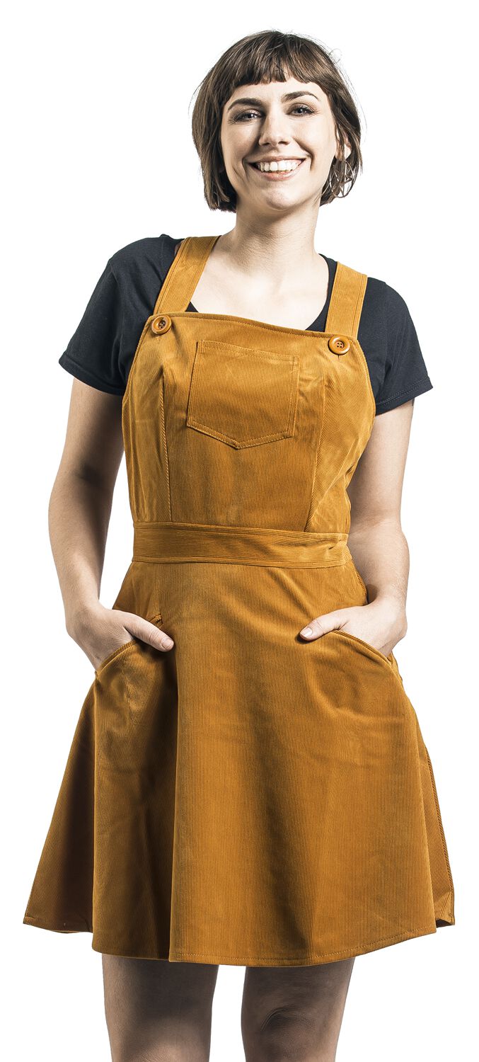 Katie Corduroy Overall Dress Voodoo Vixen Korte Jurk Large