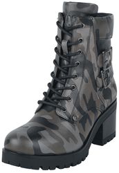 Lace-Up Boots with Camouflage Print, Black Premium by EMP, Laars