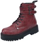 Dark Red Lace-Up Boots with Buckles and Heel, Black Premium by EMP, Laars