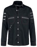 Black Shirt with Zip Details, Gothicana by EMP, Longsleeve