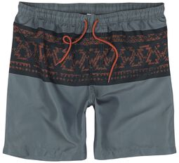 Swim Shorts With Graphic Design, RED by EMP, Zwembroek