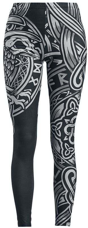 Black Leggings with Celtic-Style Print