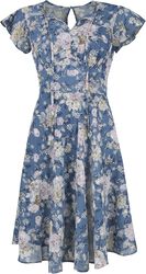 Floral Emb Chiffon Flutter Sleeve Flare Dress, Voodoo Vixen, Medium-lengte jurk