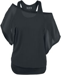 Black T-Shirt with Bat Sleeves, Black Premium by EMP, T-shirt