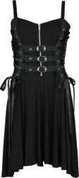 Short Dress With Lacing and Straps, Gothicana by EMP, Medium-lengte jurk