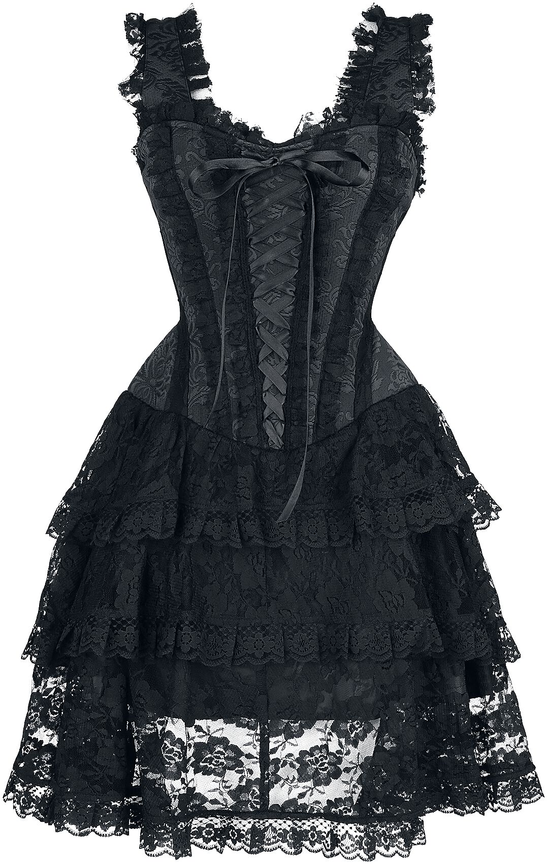 overzien Goederen mosterd Short Corset Dress with Lace | Gothicana by EMP Korte jurk | Large