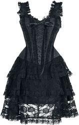 Short Corset Dress with Lace, Gothicana by EMP, Korte jurk