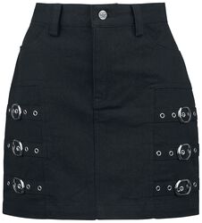 Short Skirt with decorative Buckles, Black Premium by EMP, Korte rok