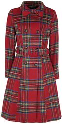 Margaret Red Plaid Coat with Removable Bow, Voodoo Vixen, Lange jassen