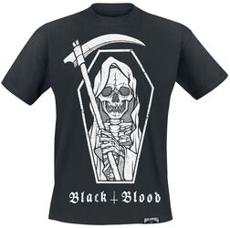 T-shirt met Grim Reaper opdruk, Black Blood by Gothicana, T-shirt