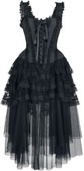 Elaborate Gothic Corset Dress, Gothicana by EMP, Medium-lengte jurk