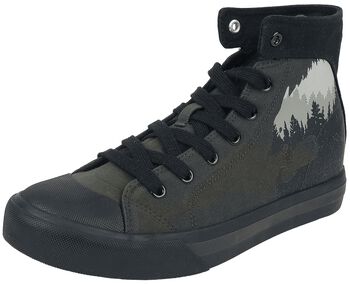 Sneakers with Forest and Wolf Print