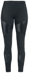 Black Leggings with Faux Leather Inserts