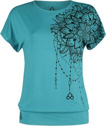 Sport and Yoga - Casual Turquoise T-shirt with Detailed Print