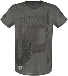 Grey T-Shirt with Print and Appliqué