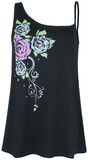 Black Top with Different Straps and Print, Full Volume by EMP, Top