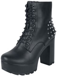 Platform lace-up ankle boots with rivets