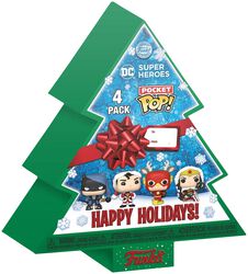 Gingerbread Tree Holiday Box - POP! Set van 4 sleutelhangers, DC Comics, Funko Pocket Pop!