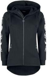 Black Hooded Jacket with Sleeve Print