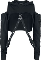 Cropped Hoodie with Straps, Gothicana by EMP, Trui met capuchon