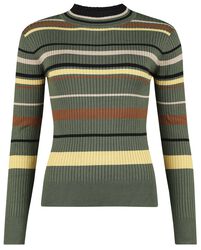 High Neck Strip 70s Sweater, Voodoo Vixen, Gebreide trui