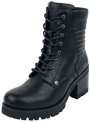 Black Lace-Up Boots with Heel
