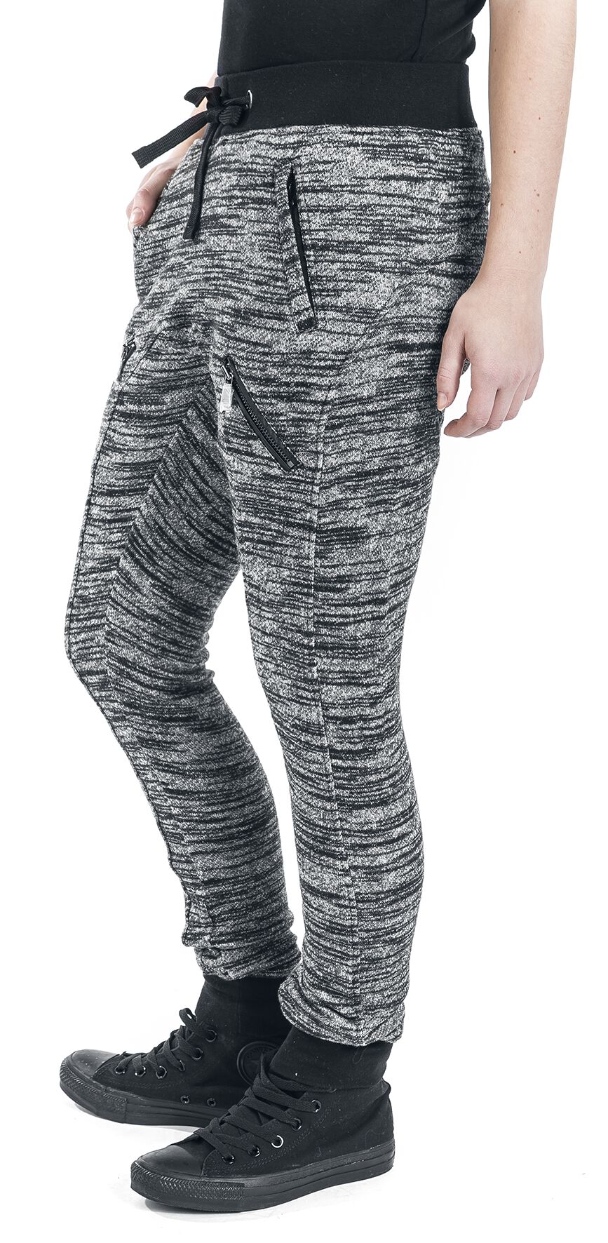 Ladies Fitted Melange Zip Sweatpants