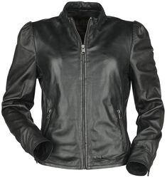Puff Sleeve Leather Jacket, Black Premium by EMP, Lederen jas