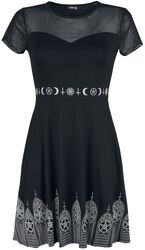 Black Dress with Mesh Insert and Print