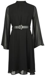 60s Sheer Layer Belted Dress, Voodoo Vixen, Medium-lengte jurk