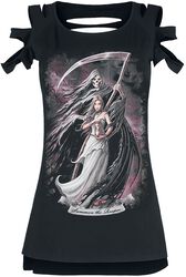 Gothicana X Anne Stokes - Black T-shirt with Print and Cut-outs