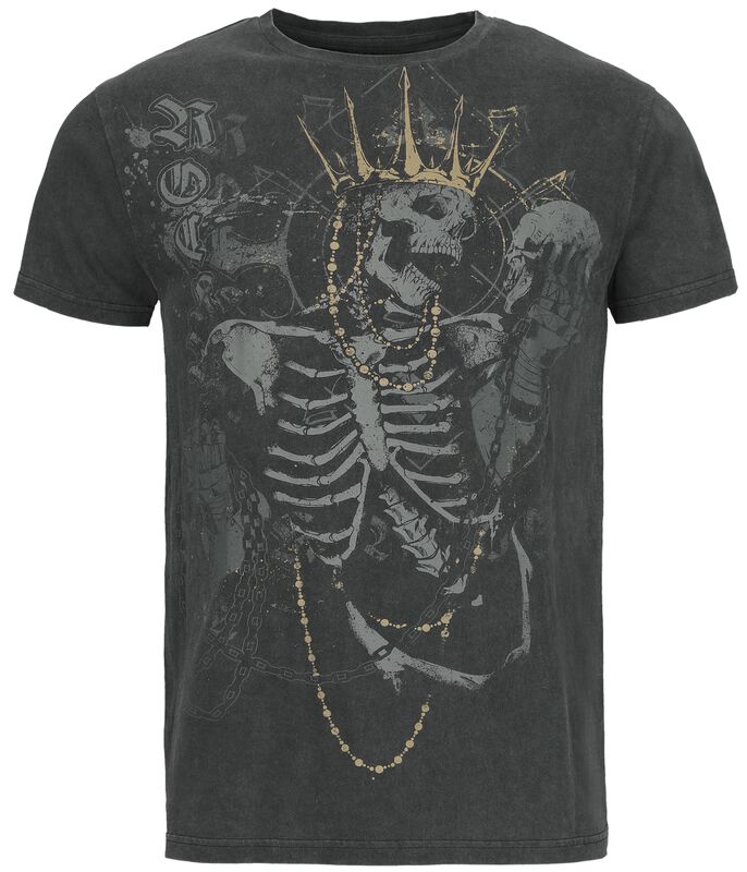T-shirt met schedel en kroon print