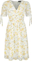 Tie Sleeve Floral Print And Emb Chiffon Flare Dress, Voodoo Vixen, Medium-lengte jurk