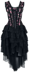 Dress with Carmen Collar and Embroidery, Gothicana by EMP, Medium-lengte jurk