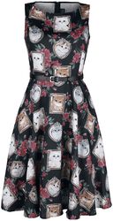 Framed Kitties Sleeveless Flare Dress, Voodoo Vixen, Medium-lengte jurk