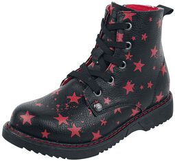 Black Lace-Up Boots with Stars