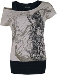 Double-Layer-T-Shirt with Detailed Front Print, Black Premium by EMP, T-shirt