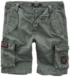 Grey Cargo Shorts with Patches, Rock Rebel by EMP, Korte broek