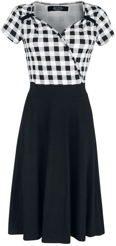 Black/White 50s Style Checked Dress with Checked Upper Part