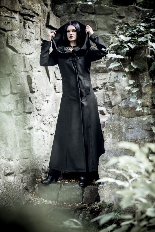 Gothicana by EMP Mannen Zwarte lange jas met opstaande kraag M