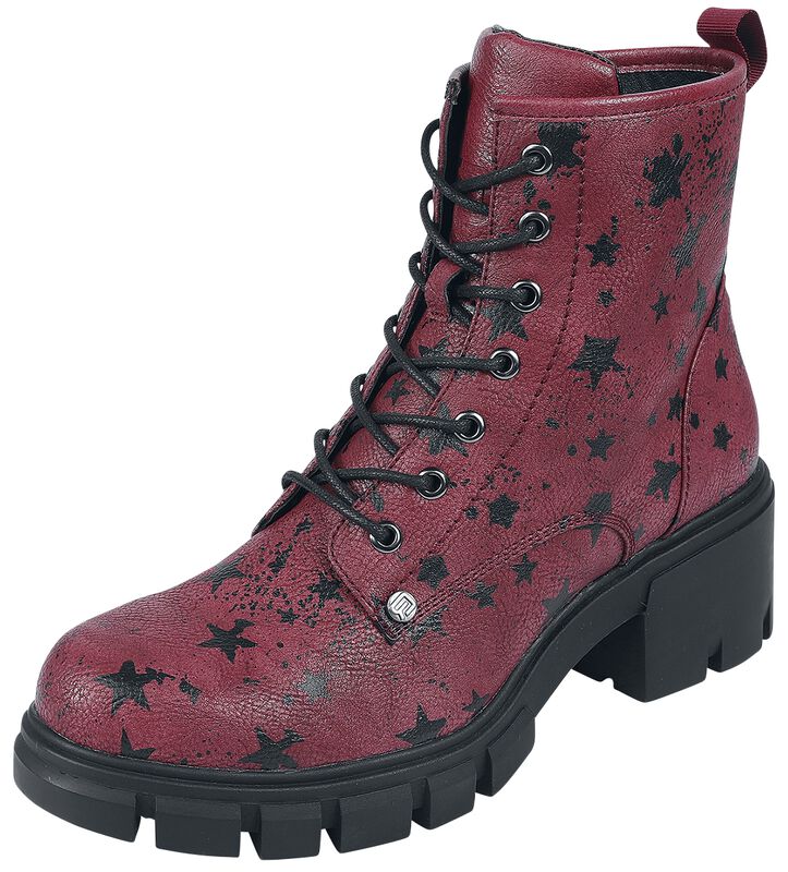 Donkerrode veter boots met sterrenprint