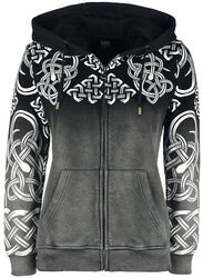 Hoodie Jacket with Colour Gradient and Celtic Adornment, Black Premium by EMP, Vest met capuchon