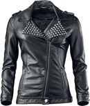 Studded Faux Leather Jacket, Black Premium by EMP, Kunstlederen jas