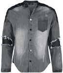 Denim shirt with used-look and biker details, Rock Rebel by EMP, Longsleeve