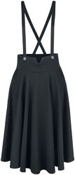 Toyin Black Herringbone Overall Skirt, Voodoo Vixen, Medium-lengte rok