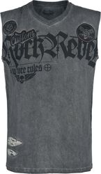 Grey Tank Top with Wash and Print, Rock Rebel by EMP, Tanktop